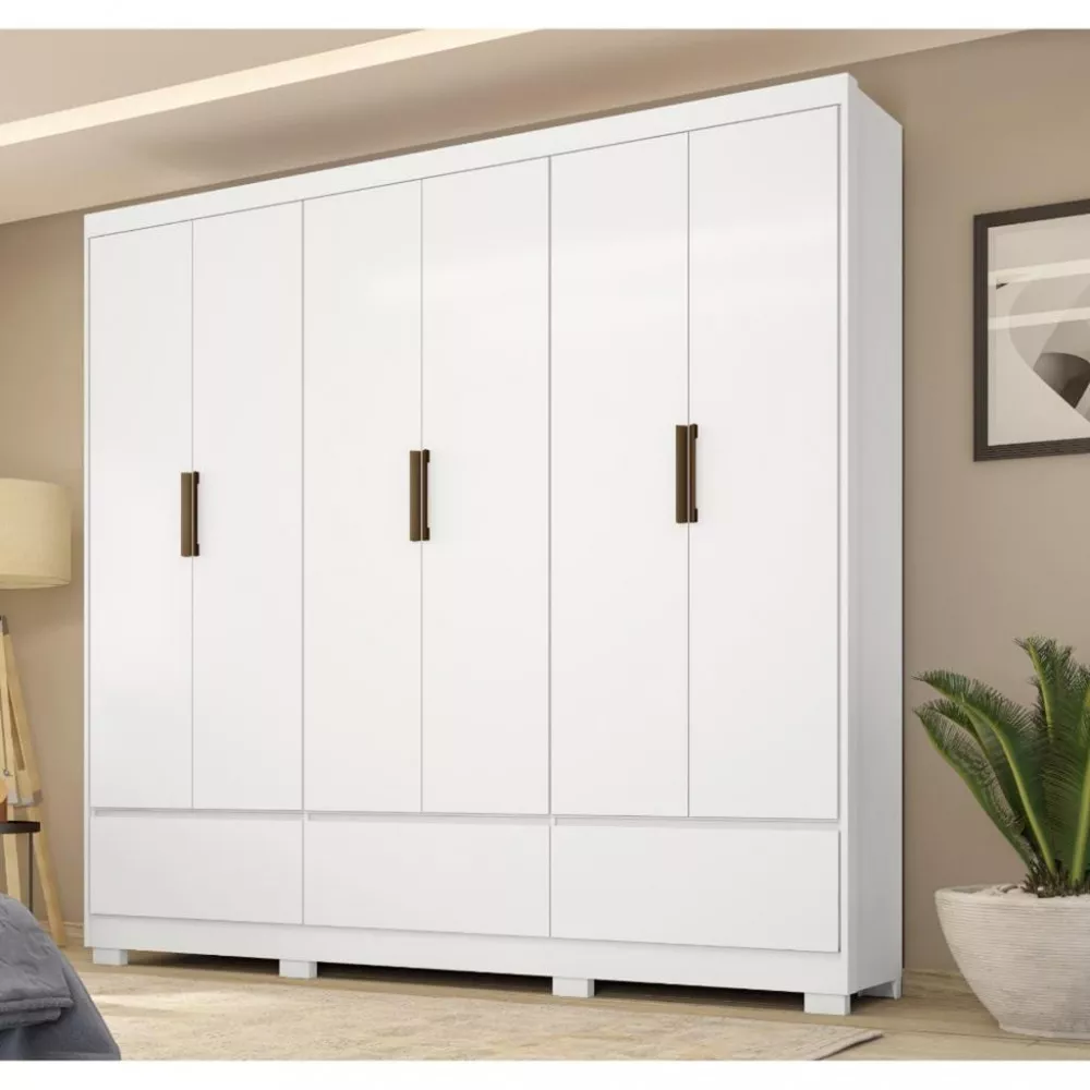 Guarda Roupa Casal com Pés 6 Portas 3 Gavetas Himalaia Demobile