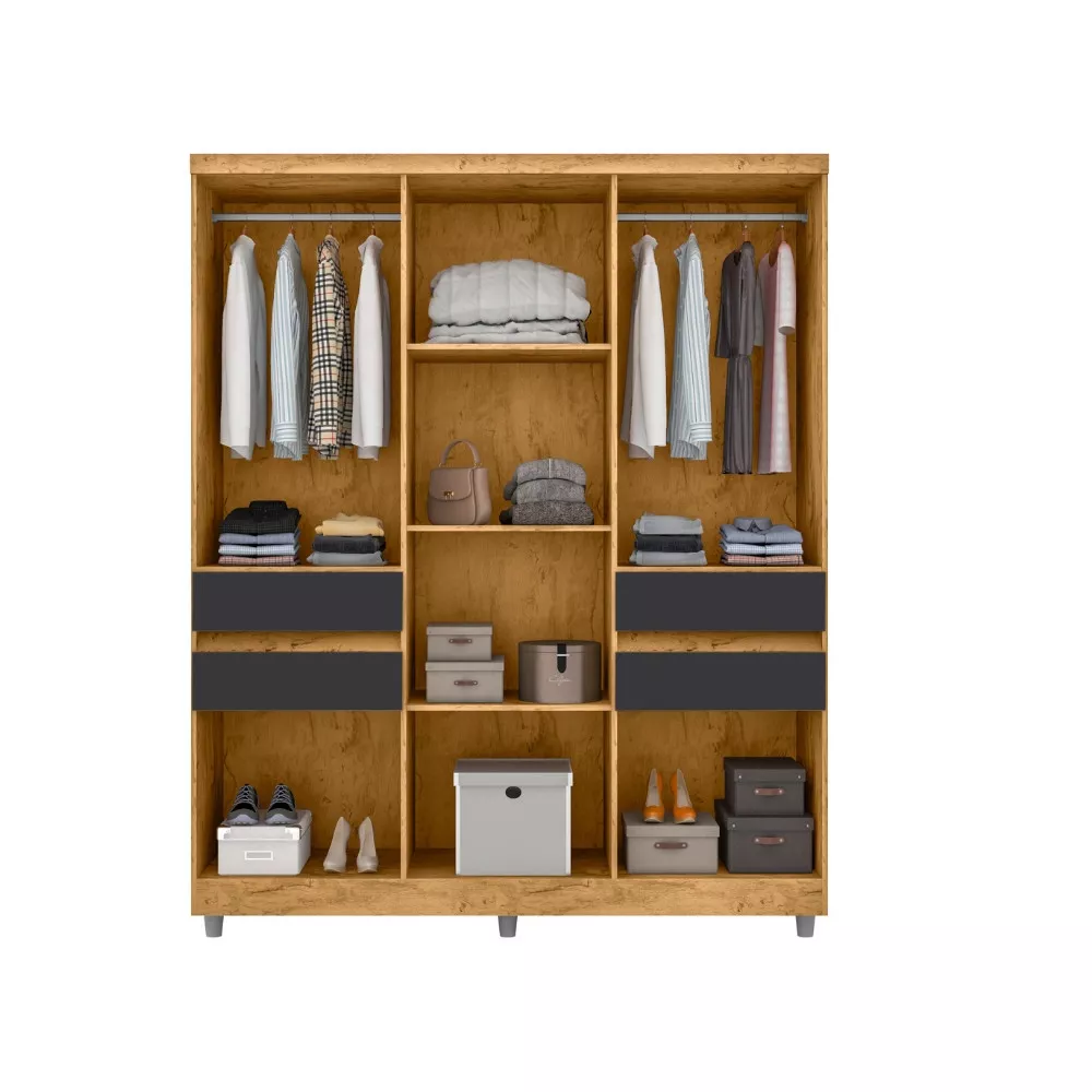 Guarda Roupa Casal Com Pés 10 Portas 4 Gavetas 2230 Araplac