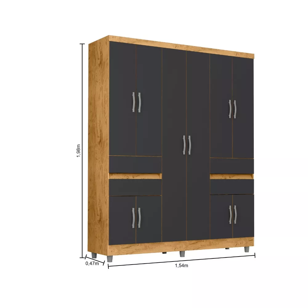 Guarda Roupa Casal Com Pés 10 Portas 4 Gavetas 2230 Araplac