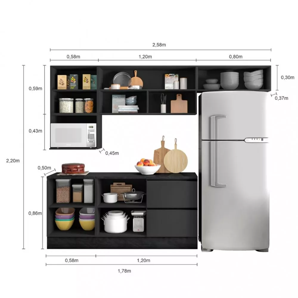 Cozinha Completa 6 Peças com Nicho Etna Poliman