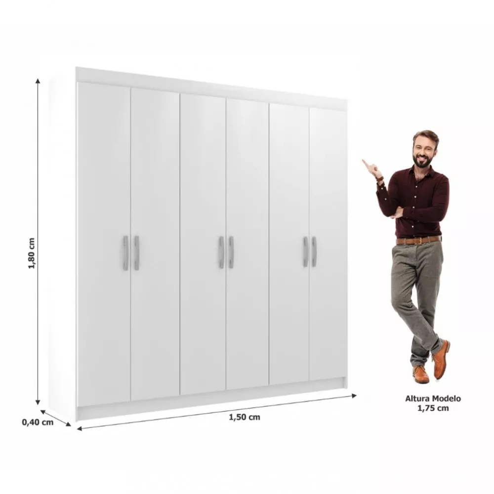 Guarda Roupa Casal 6 Portas 2 Gavetas Montreal Evidencia