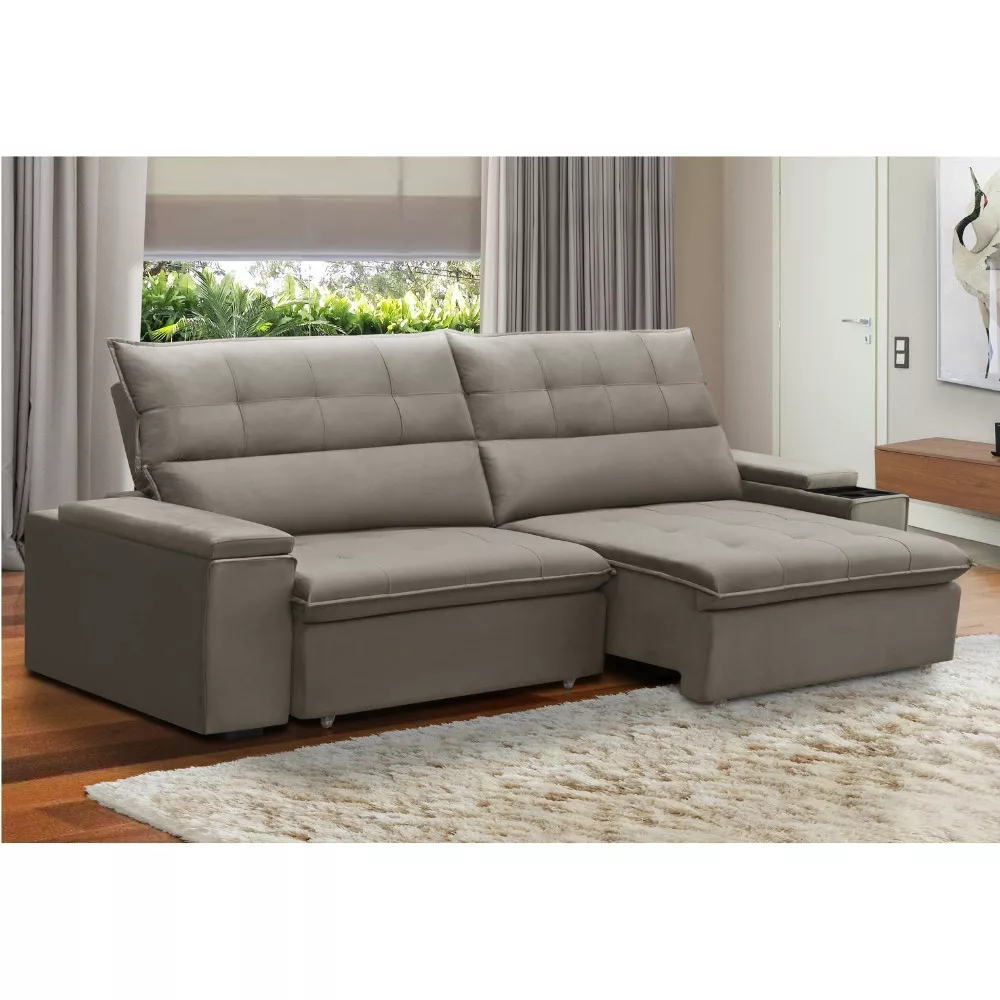 Image 0 of 6 of Sofá 4 Lugares Retrátil Reclinável Veludo 250cm Parma Ferguile