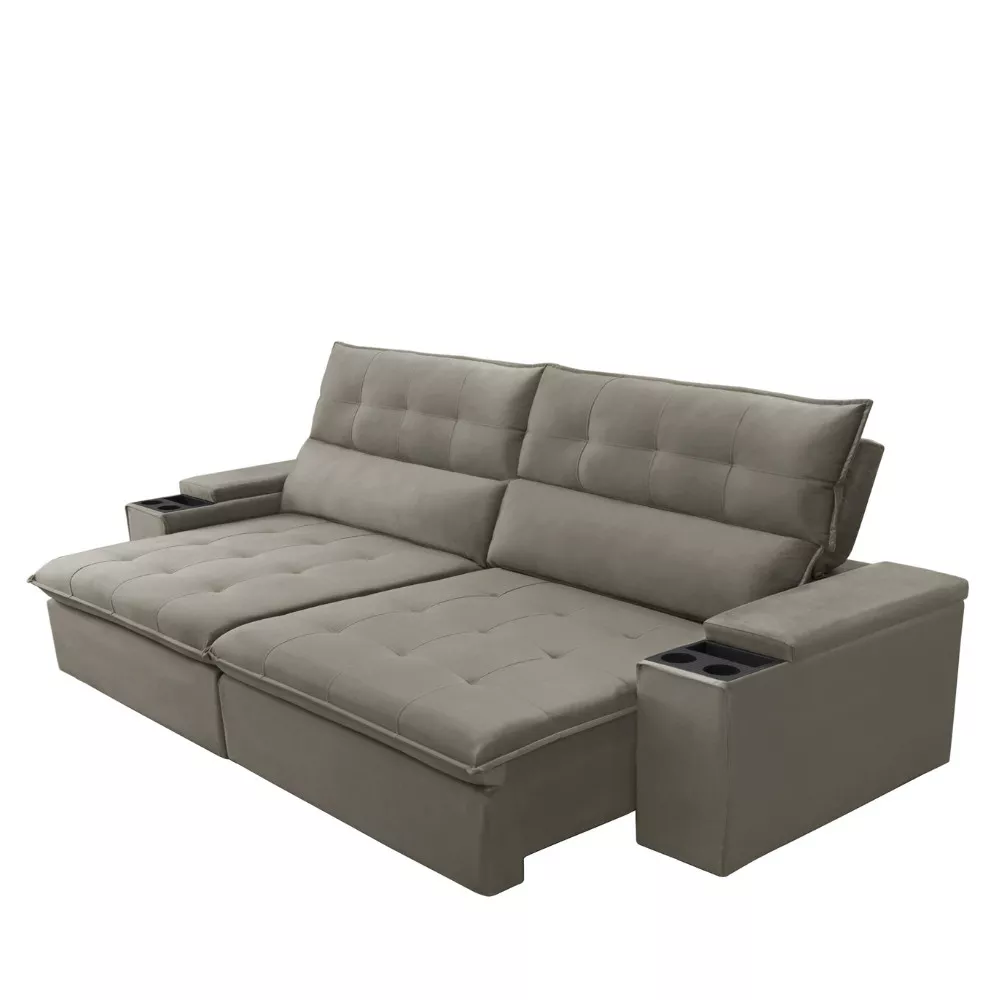 Image 2 of 6 of Sofá 4 Lugares Retrátil Reclinável Veludo 250cm Parma Ferguile