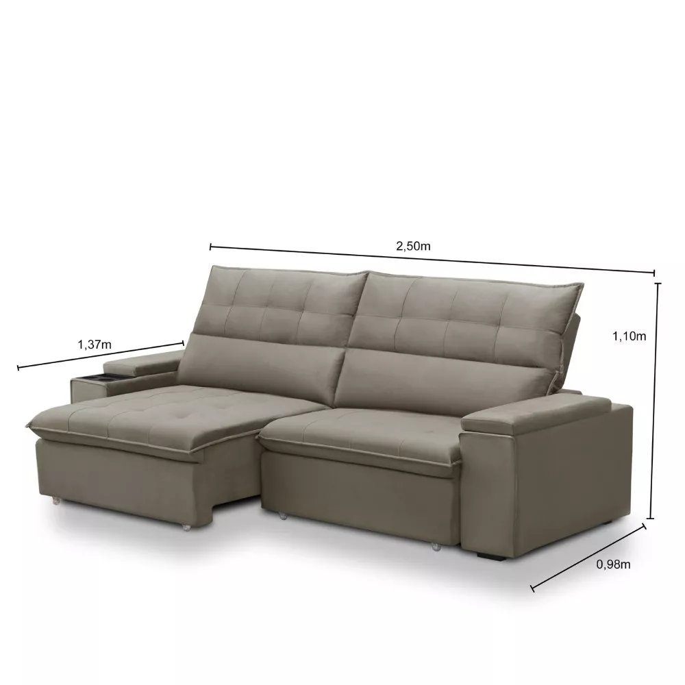 Image 3 of 6 of Sofá 4 Lugares Retrátil Reclinável Veludo 250cm Parma Ferguile
