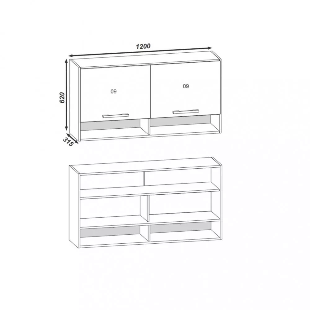 Armário Aéreo 2 Nichos 2 Portas San Marino Atualle