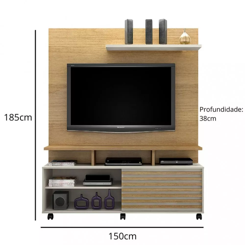 Estante Home para TV Até 60 Polegadas 1 Porta com Rodízios Star Valdemoveis