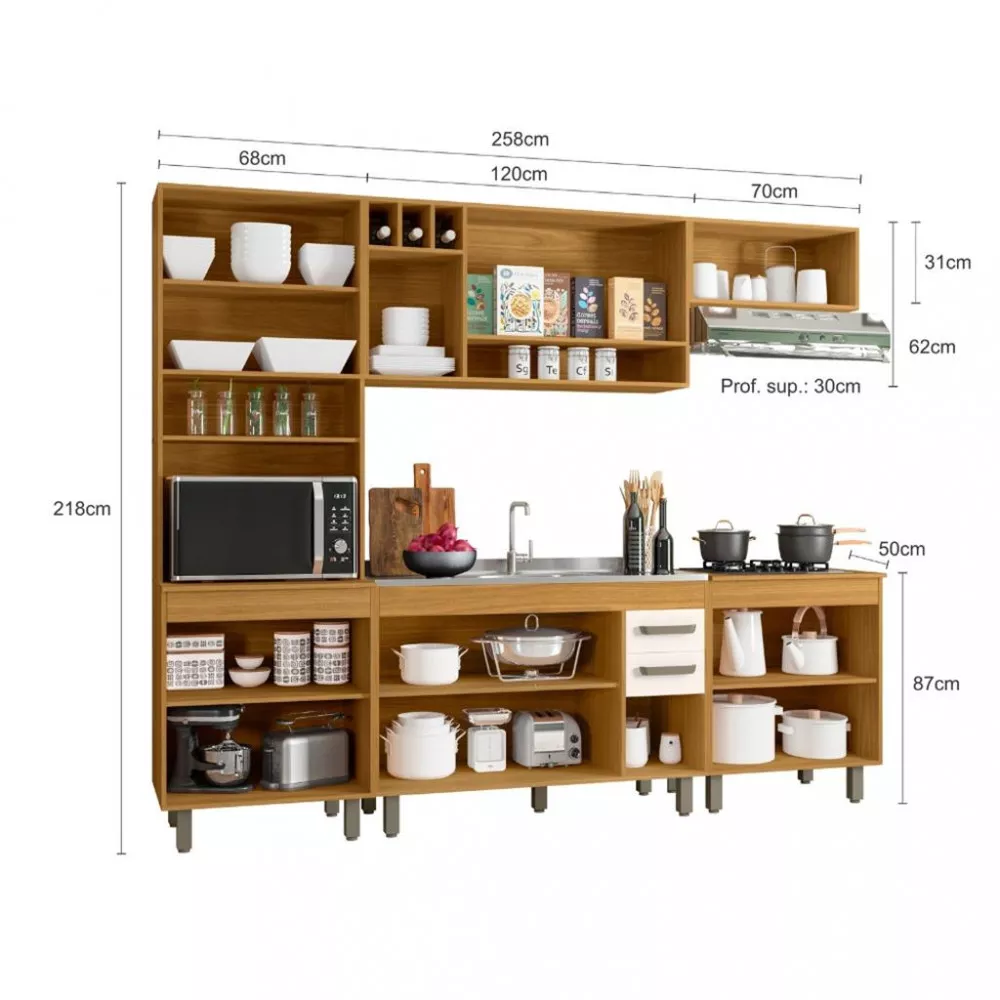 Cozinha Compacta 3 Peças sem Pia Malta Poliman