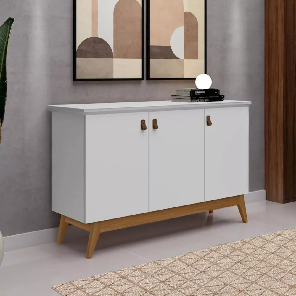 Aparador Buffet 3 Portas com Pés de Madeira Absolut JeA Móveis