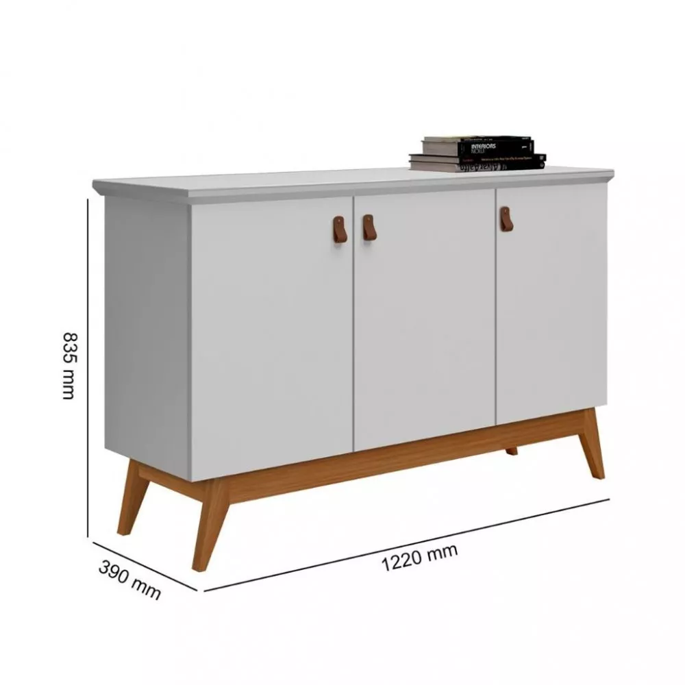 Aparador Buffet 3 Portas com Pés de Madeira Absolut JeA Móveis