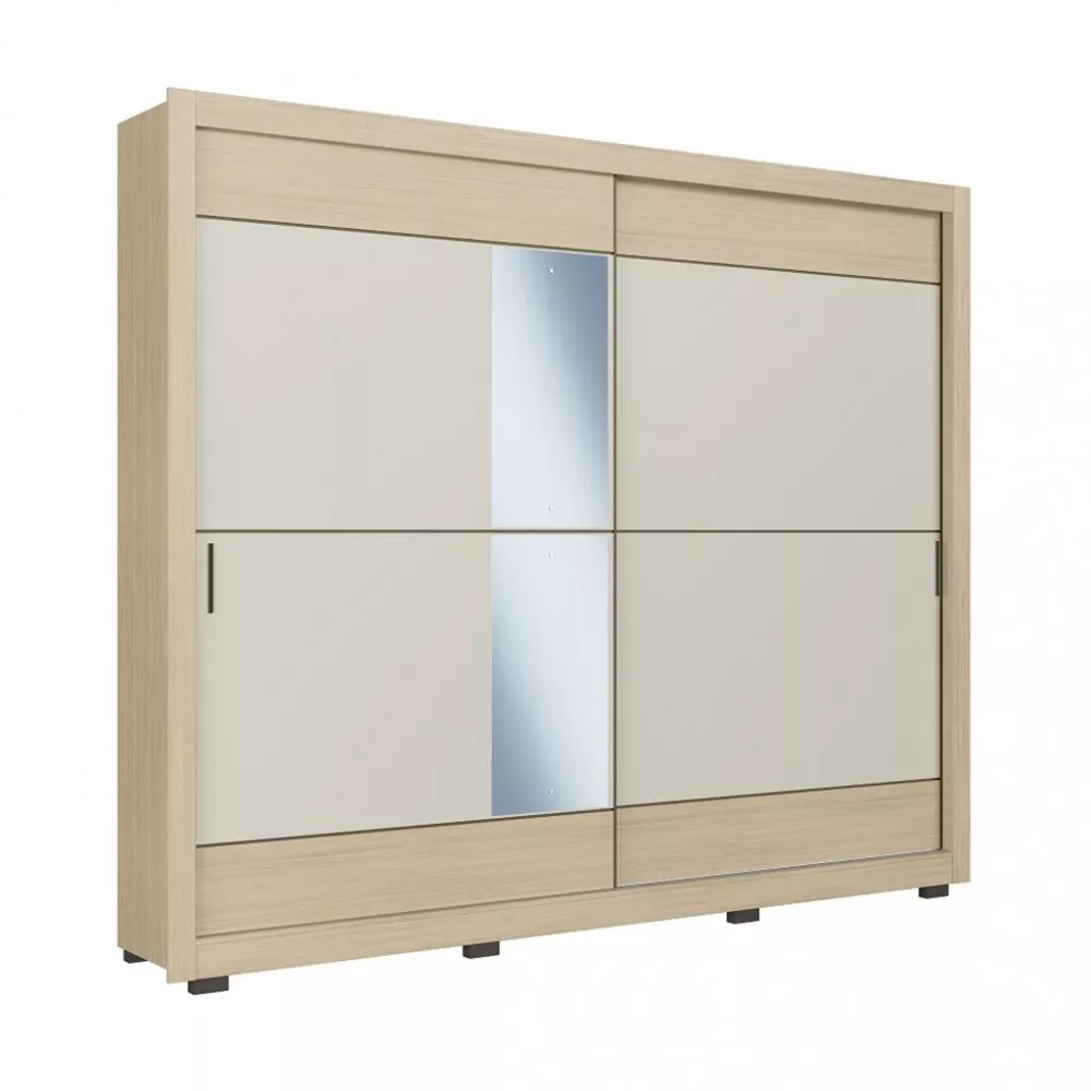 Guarda Roupa Casal com Espelho e Pés 2 Portas de Correr Nápoles Faimec