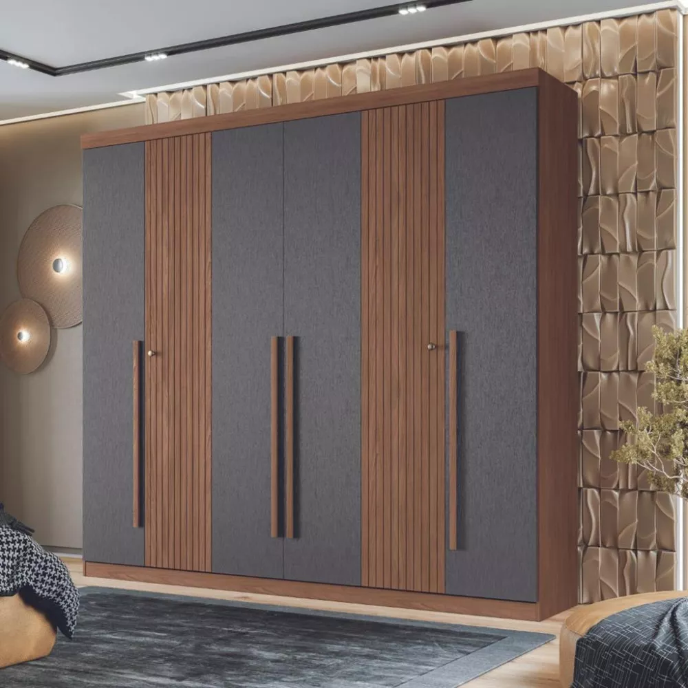 Guarda Roupa Casal Flex Ripado 6 Portas Buriti Santos Andirá