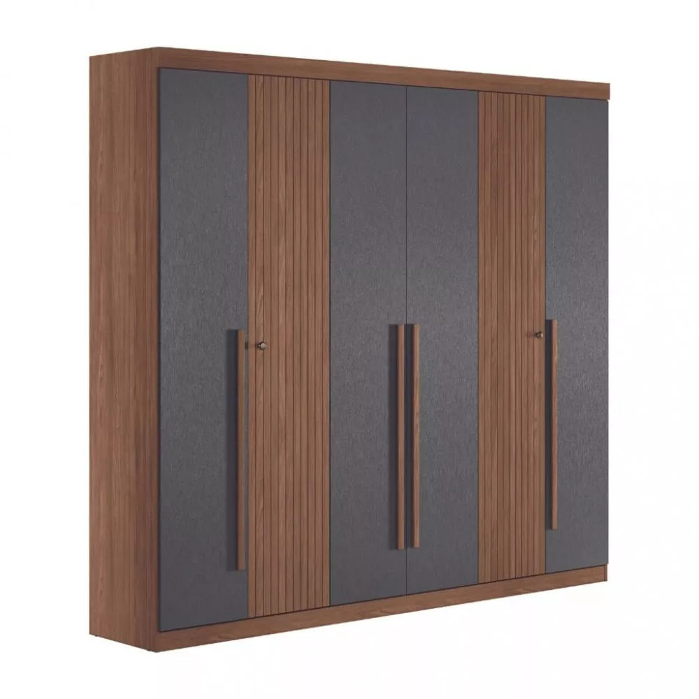 Guarda Roupa Casal Flex Ripado 6 Portas Buriti Santos Andirá