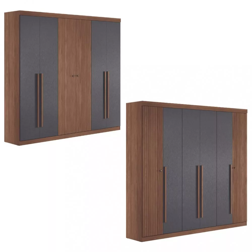 Guarda Roupa Casal Flex Ripado 6 Portas Buriti Santos Andirá