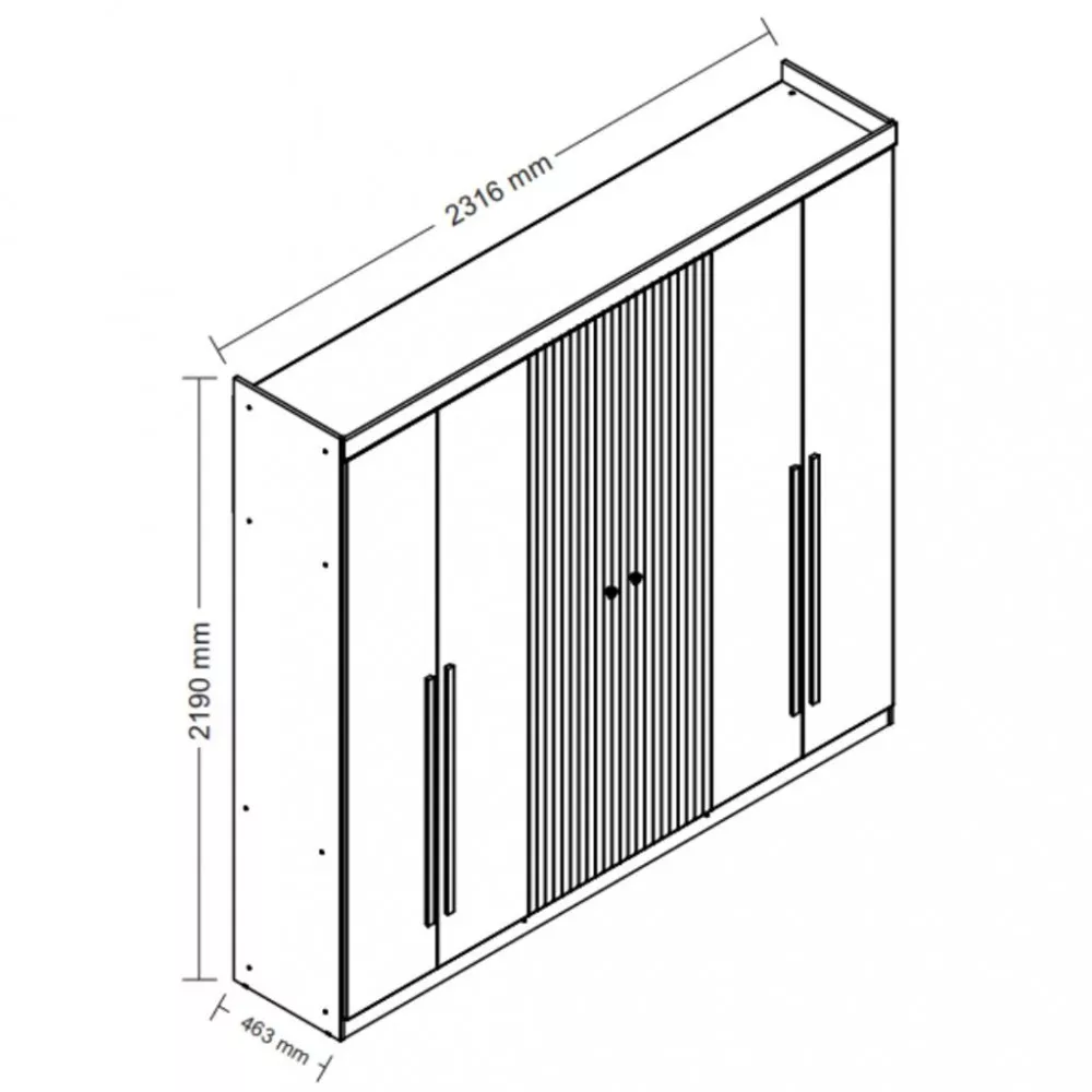 Guarda Roupa Casal Flex Ripado 6 Portas Buriti Santos Andirá