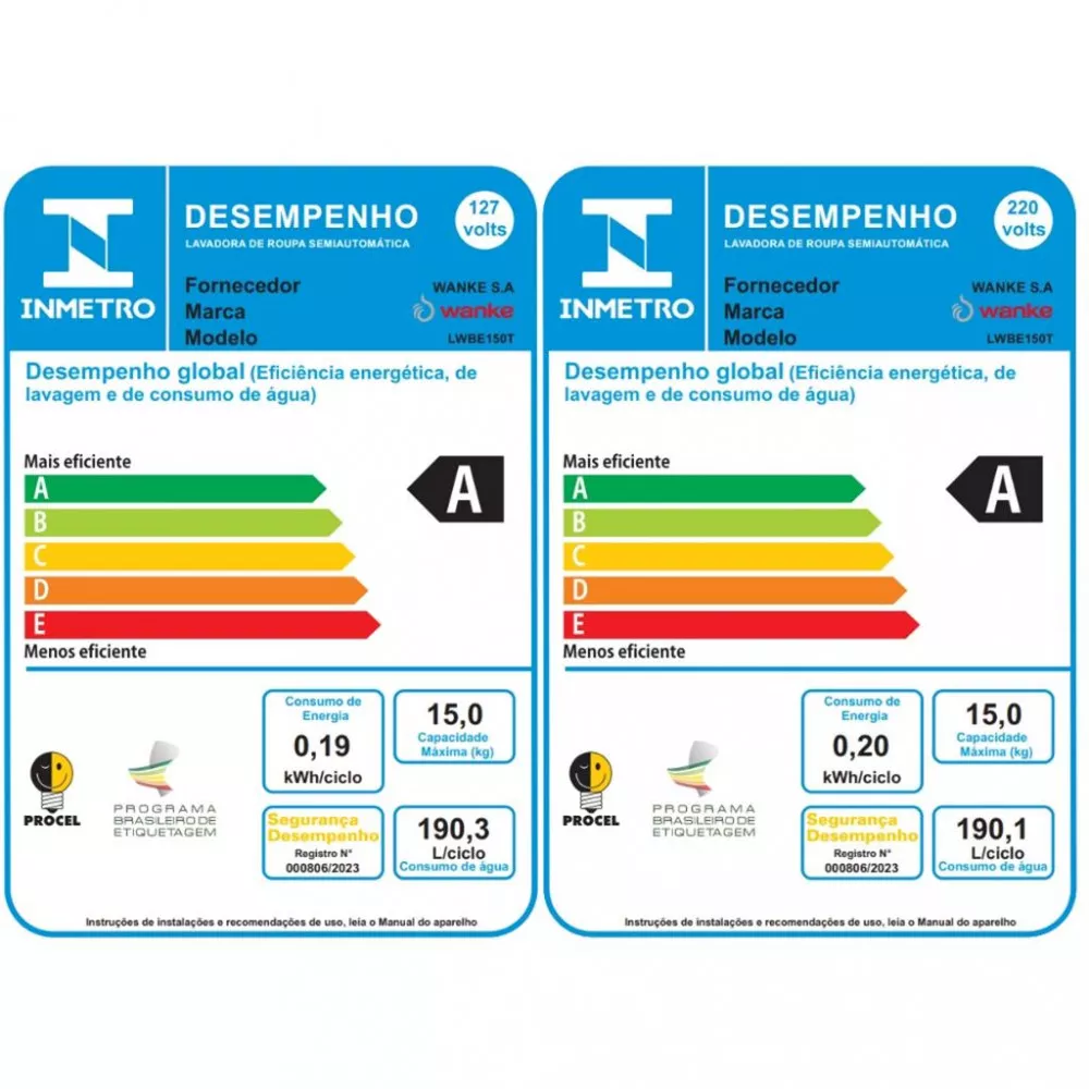 Lavadora de Roupas Wanke Premium Plus LWBE150T Semiautomática 15Kg