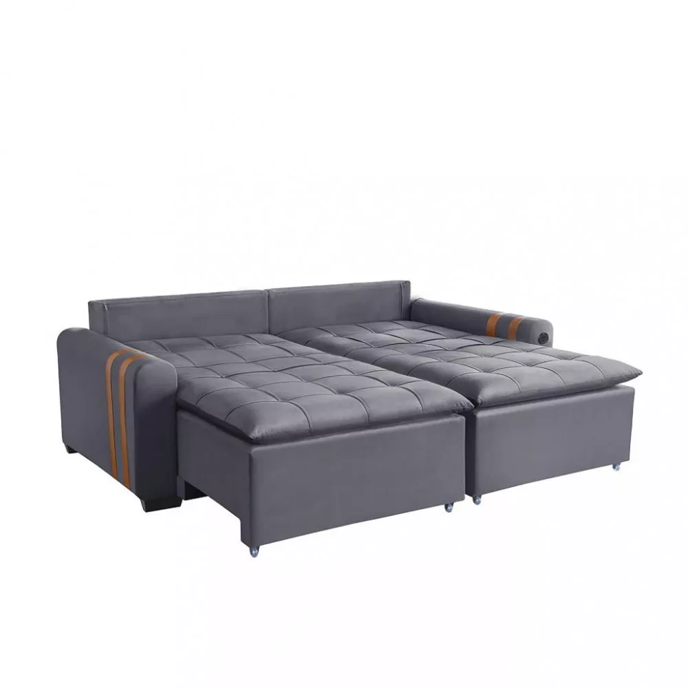 Sofá Cama 210cm Veludo Com USB Pietra Ventricci Conforto