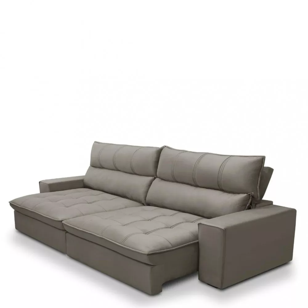 Sofá 4 Lugares Retrátil Reclinável Veludo 270cm Polônia Ferguile