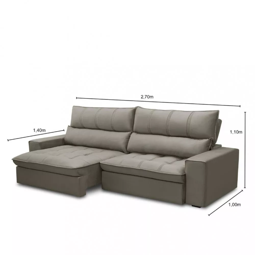 Sofá 4 Lugares Retrátil Reclinável Veludo 270cm Polônia Ferguile