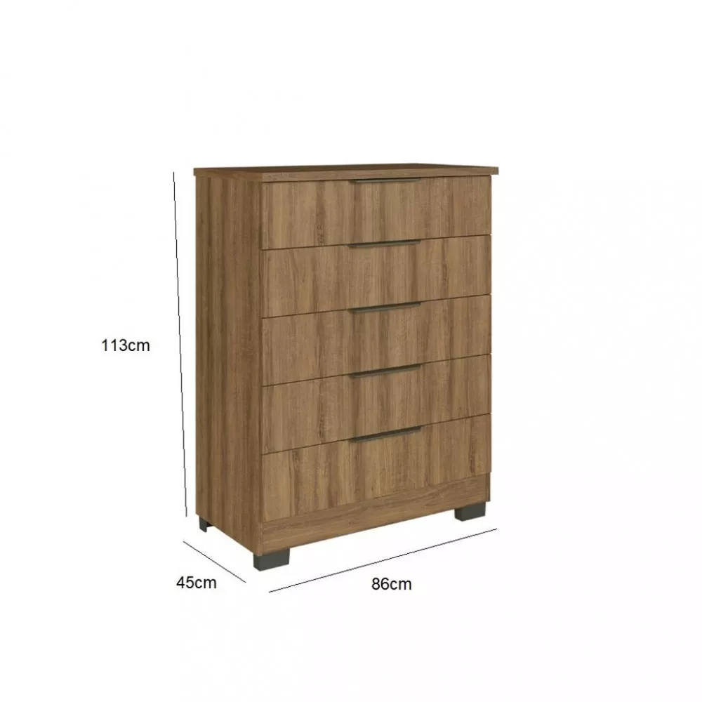 Cômoda 5 Gavetas com Pés Lins Faimec