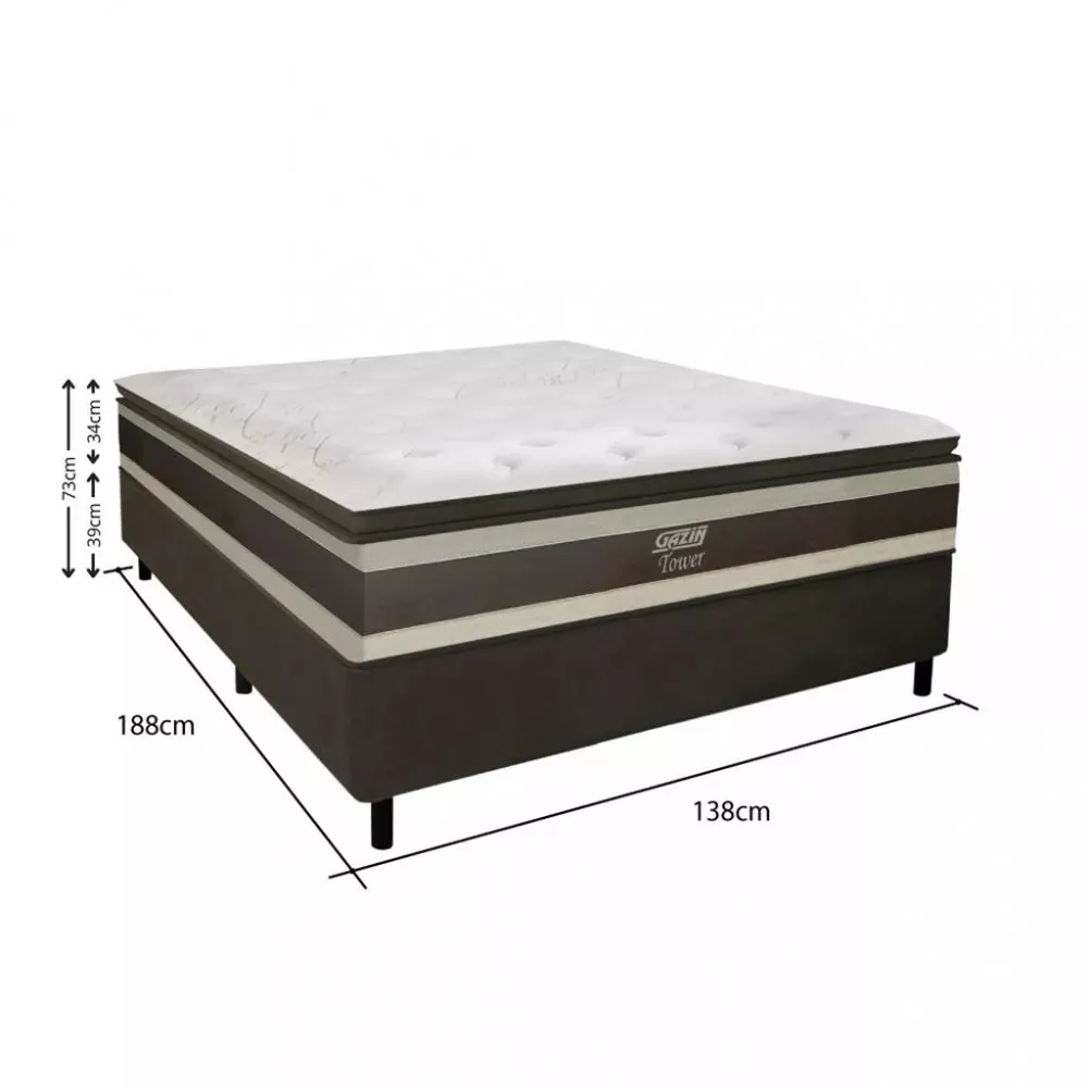 Cama Box Casal 138cm Molas Ensacadas Tower HF V24 2CEN Gazin
