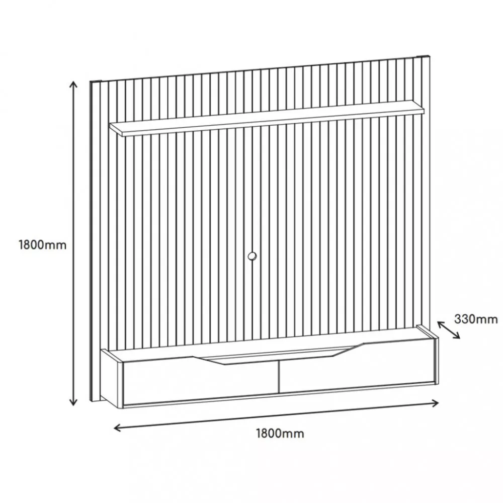 Image 3 of 6 of Painel Frisado para TV Até 65 Polegadas 2 Portas 180cm Milão Casa D
