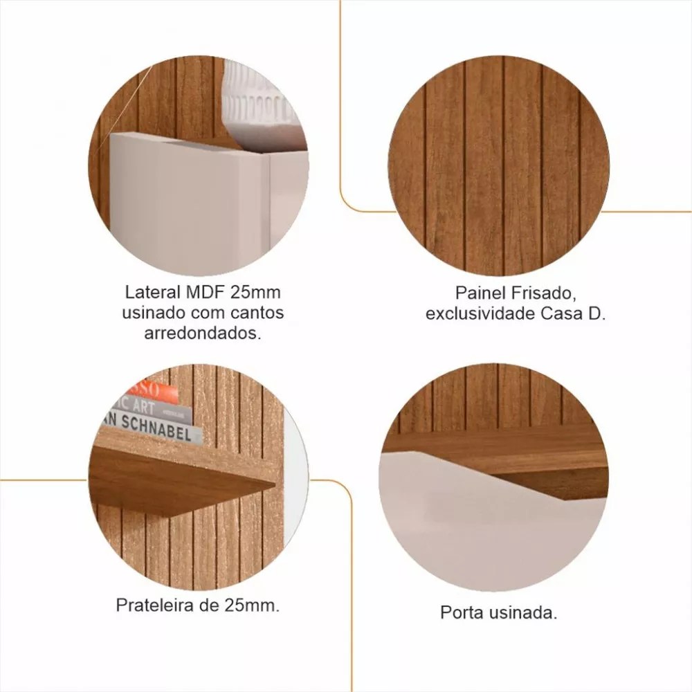 Image 5 of 6 of Painel Frisado para TV Até 65 Polegadas 2 Portas 180cm Milão Casa D