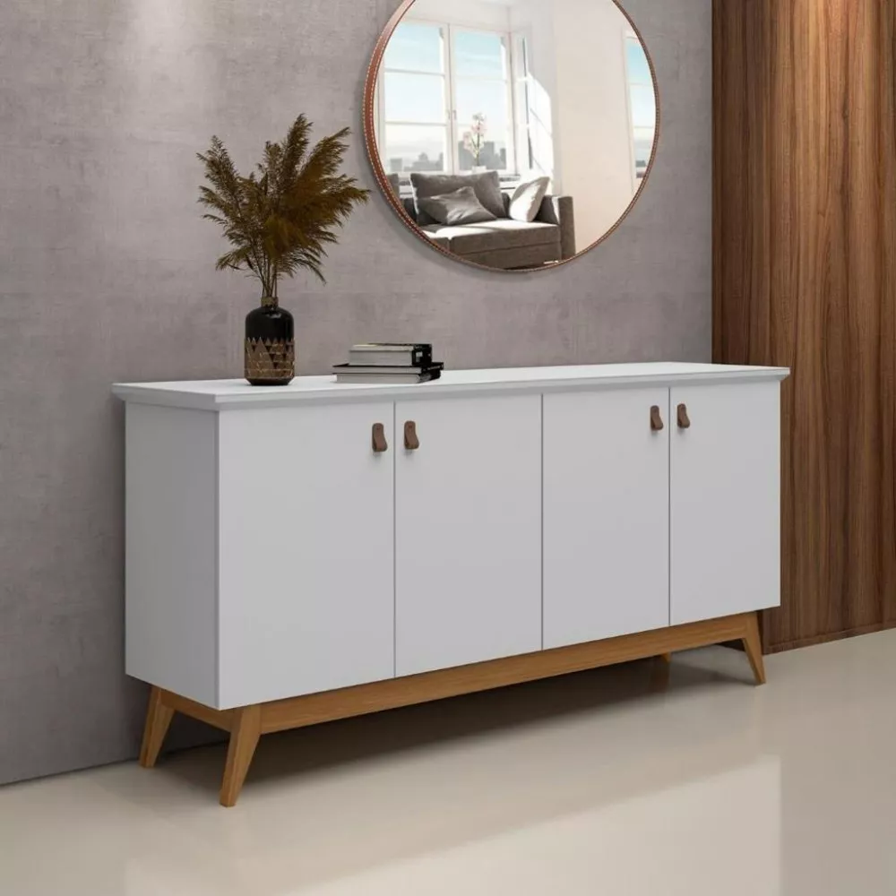 Aparador Buffet 4 Portas com Pés de Madeira Absolut JeA Móveis