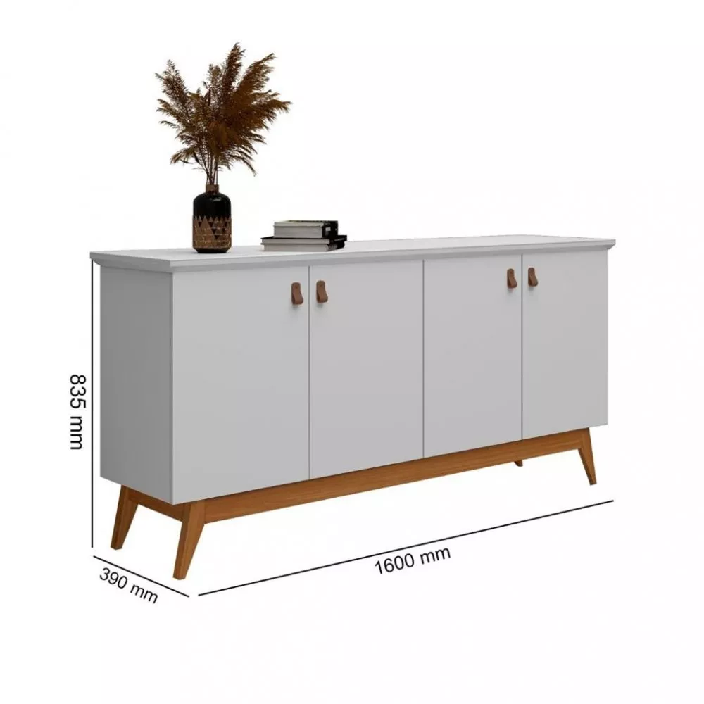 Aparador Buffet 4 Portas com Pés de Madeira Absolut JeA Móveis