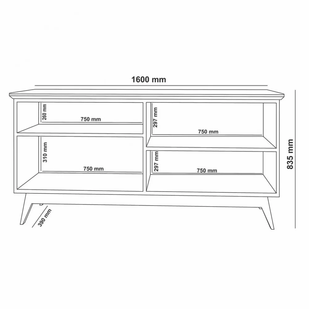 Aparador Buffet 4 Portas com Pés de Madeira Absolut JeA Móveis