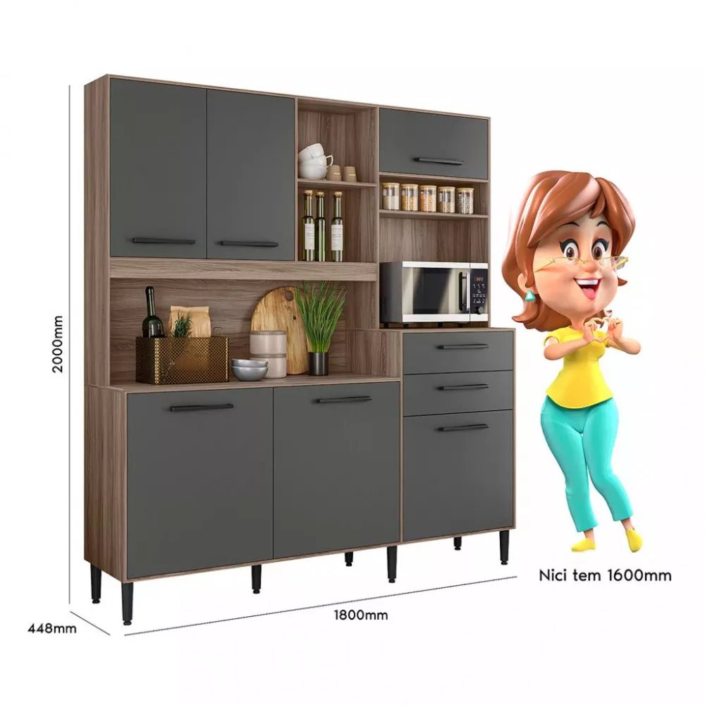 Cozinha Compacta 6 Portas 2 Gavetas Salsa Nicioli