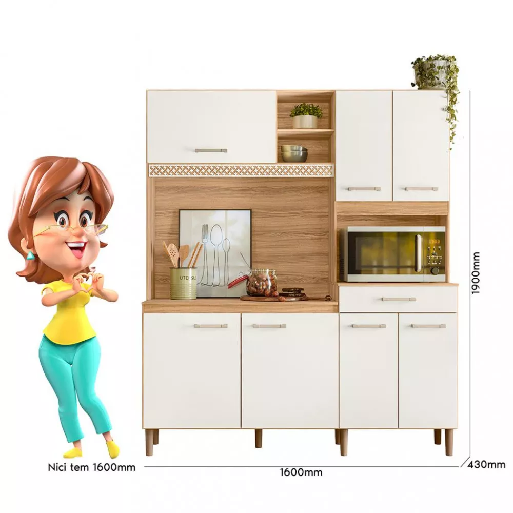 Cozinha Compacta 7 Portas 1 Gaveta Yara Nicioli