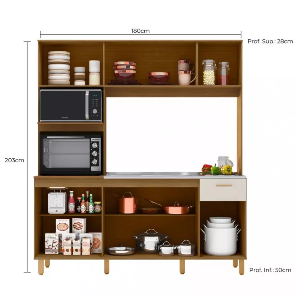 Cozinha Compacta 9 Portas 1 Gaveta Liz Poliman