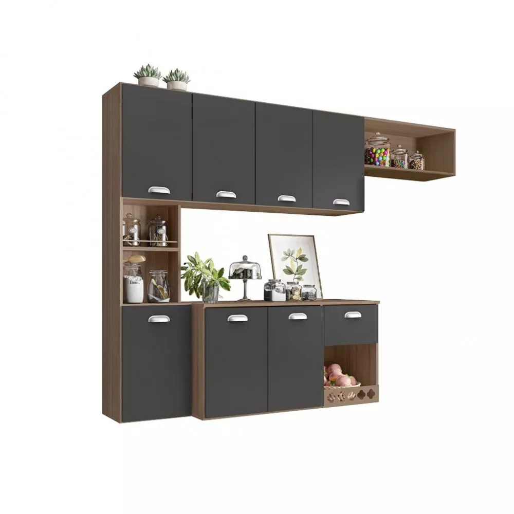 Cozinha Compacta Suspensa 7 Portas 1 Gaveta Mila Poliman