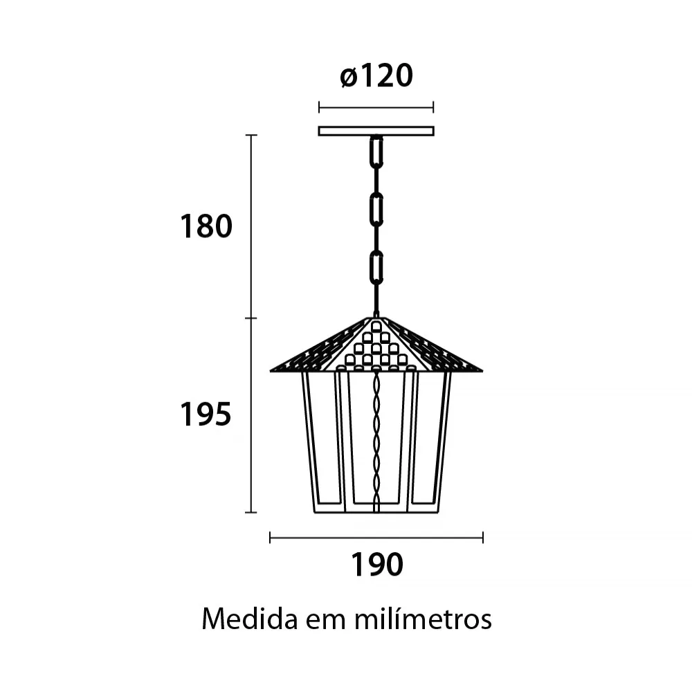 Pendente Colonial Sextavado Vidro Pontilhado Blumenau Preto