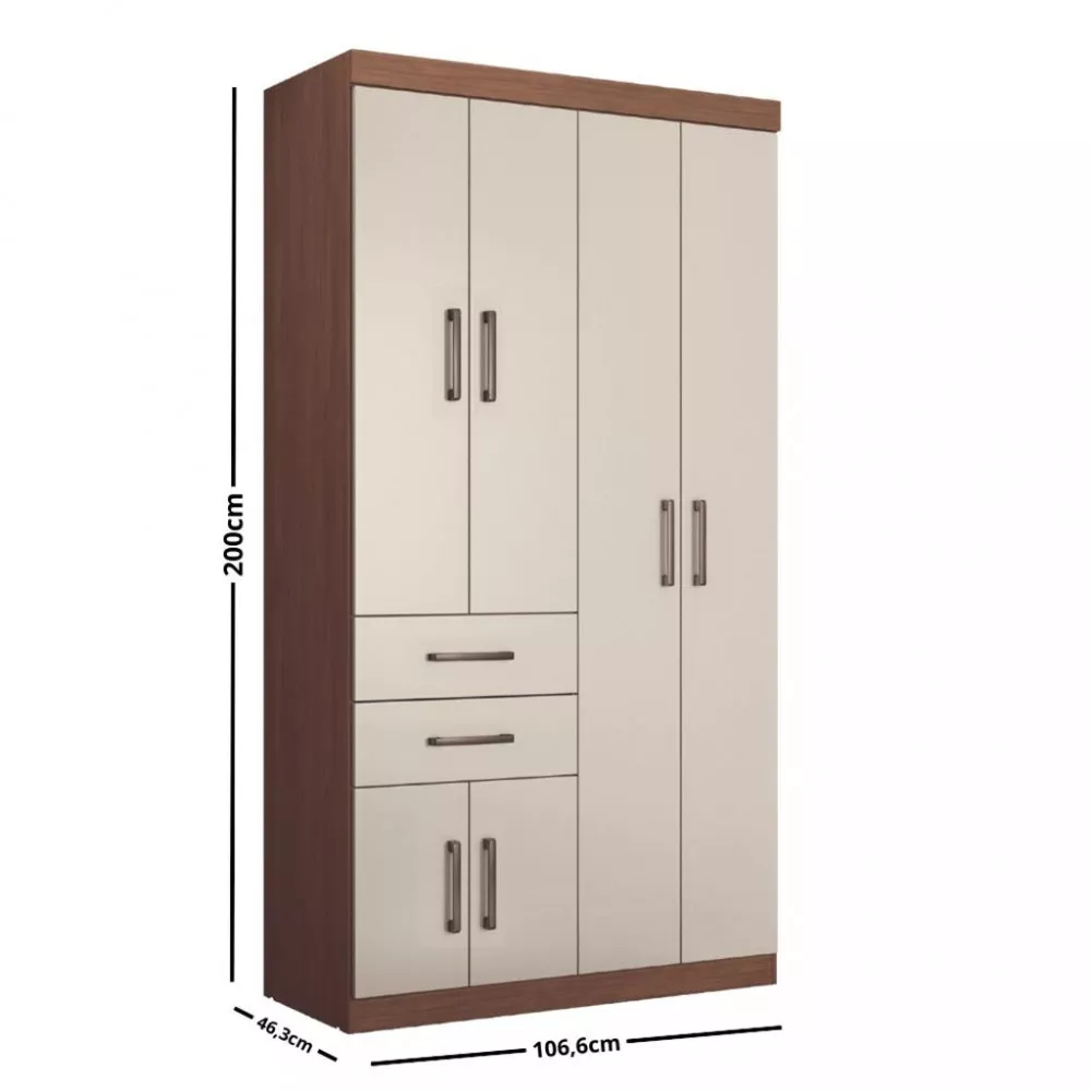 Guarda Roupa Solteiro 6 Portas 2 Gavetas Verona Santos Andira