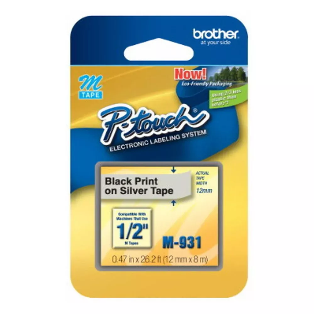 Image 0 of 4 of Fita rotulador Brother M931 escrita preta plastica Brother