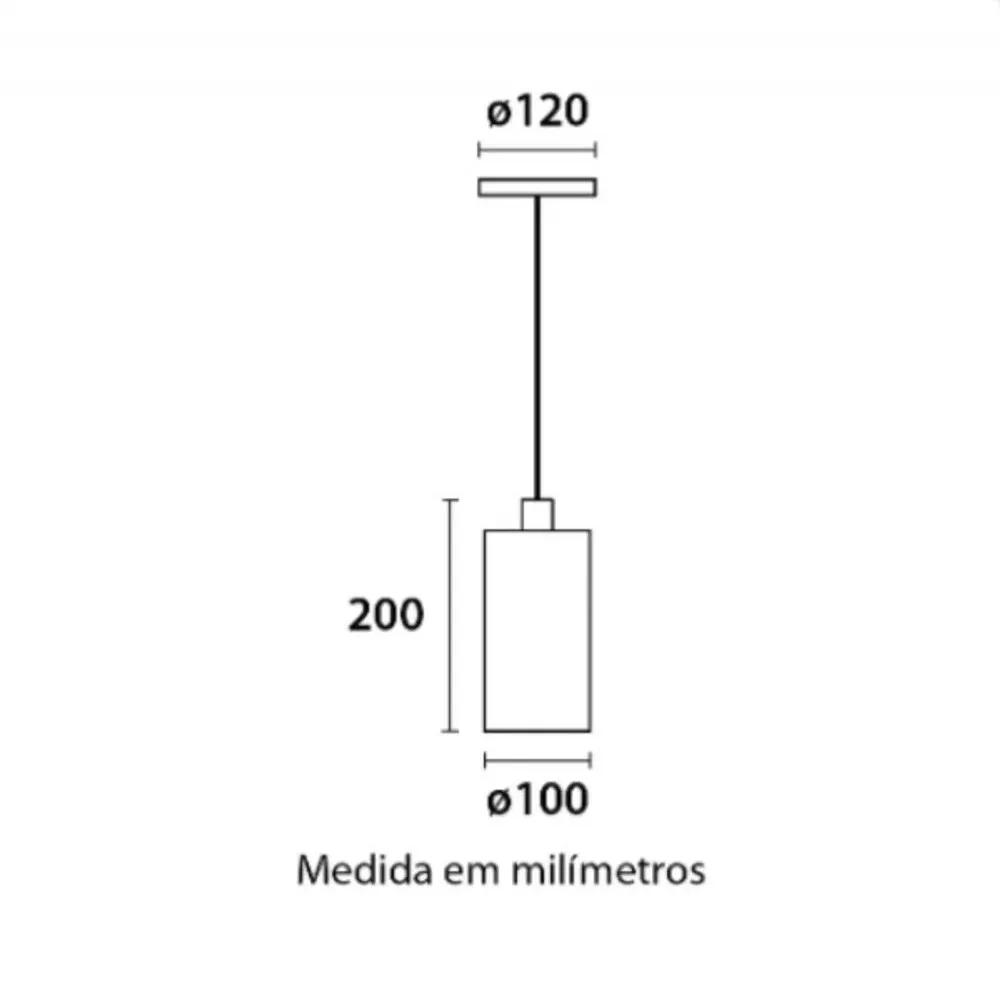 Pendente Vidro Cilíndrico 1xE27 com Base Aco Preto - Blumenau