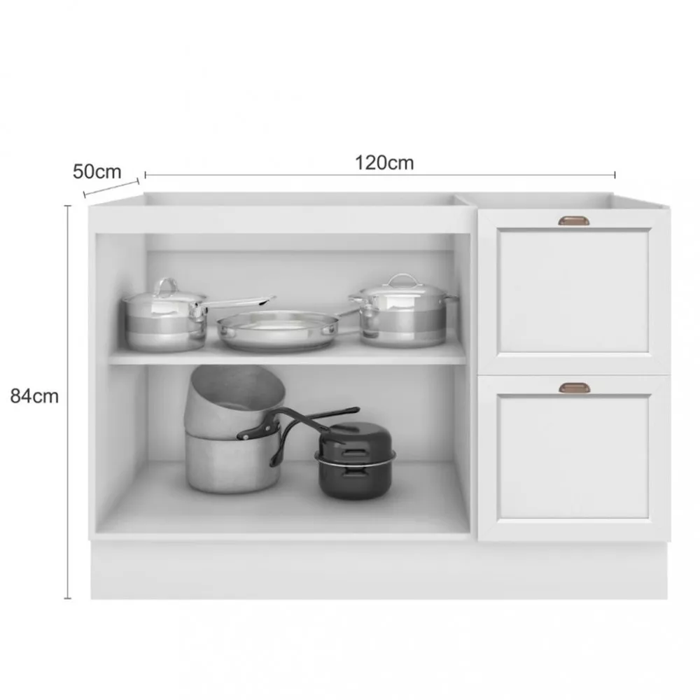 Balcão para Pia 2 Portas 2 Gavetas 120cm Unna Poliman