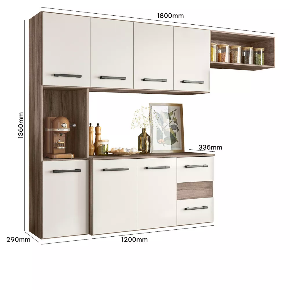 Cozinha Compacta 7 Portas 2 Gavetas Juliete Nicioli
