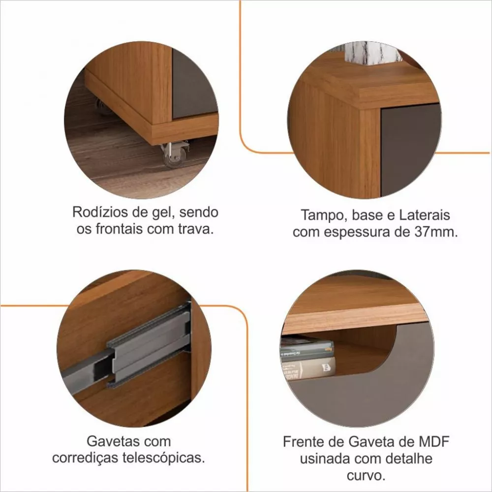 Rack para TV Até 60 Polegadas 2 Portas 1 Gaveta Jersey Casa D