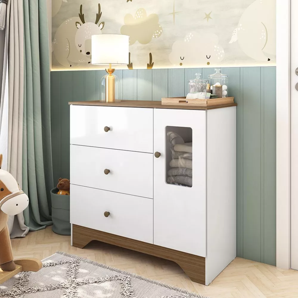 Cômoda 3 Gavetas 1 Porta Com Janela Ben Peroba