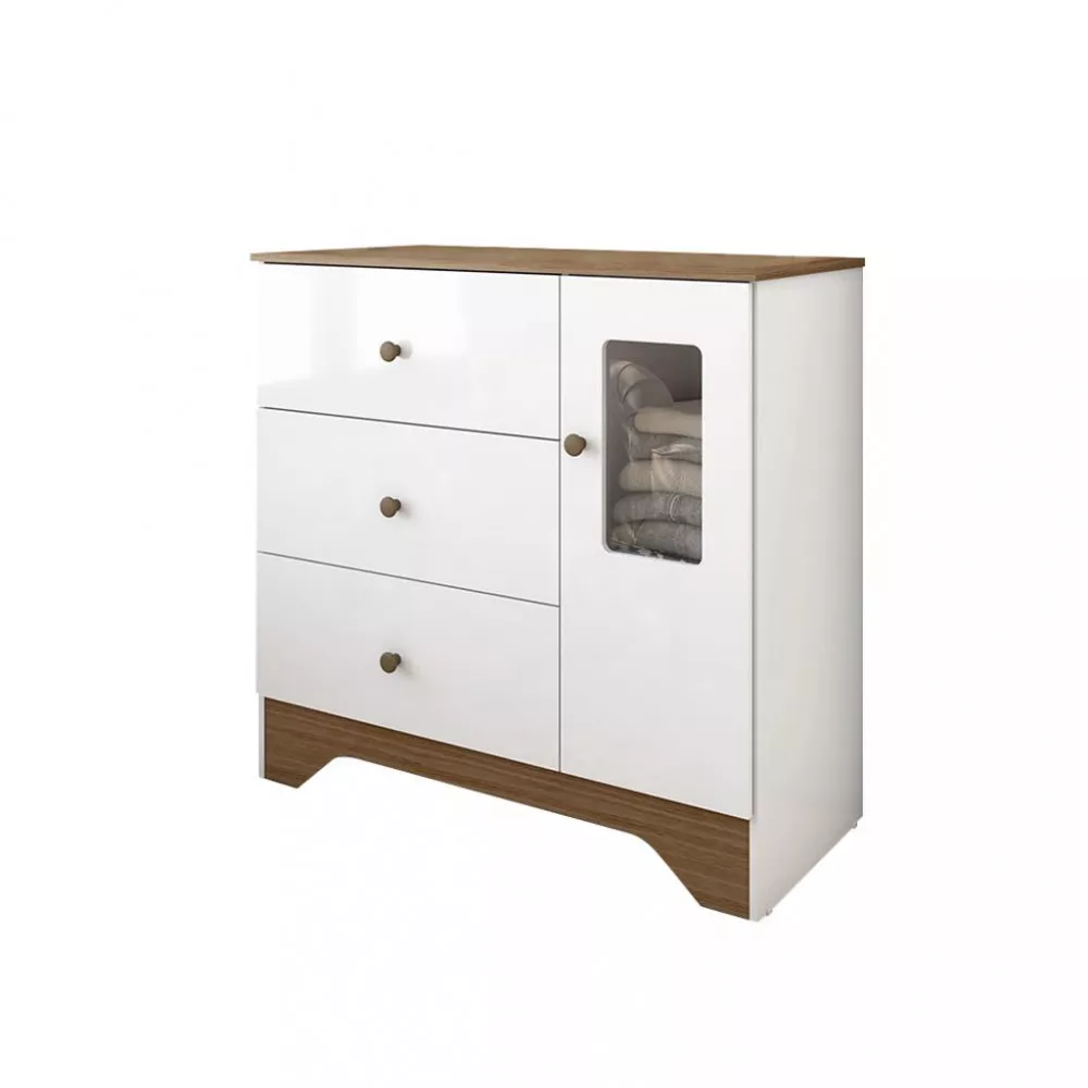 Cômoda 3 Gavetas 1 Porta Com Janela Ben Peroba