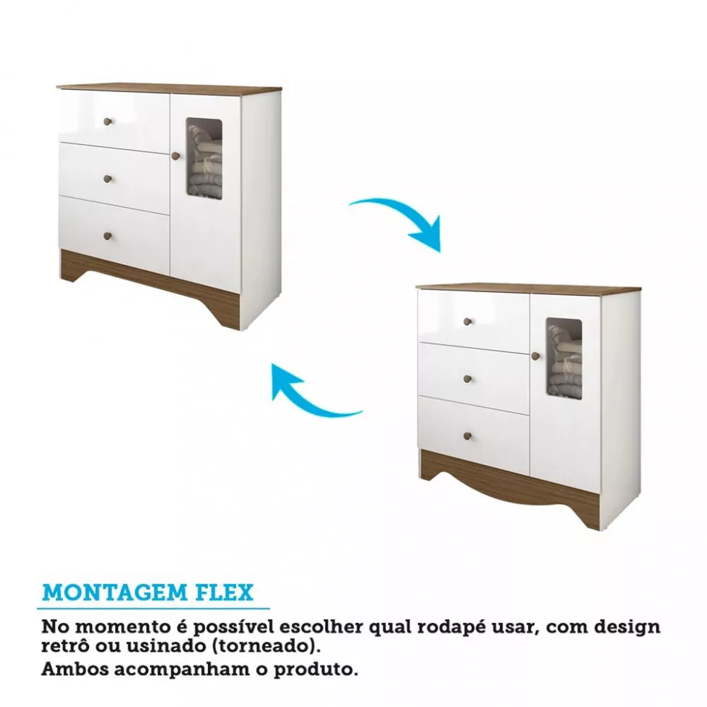 Cômoda 3 Gavetas 1 Porta Com Janela Ben Peroba