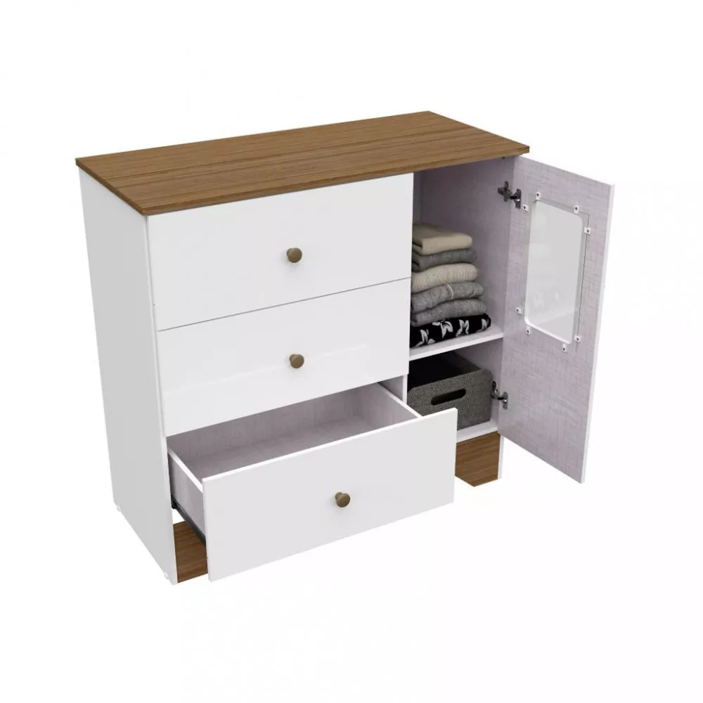 Cômoda 3 Gavetas 1 Porta Com Janela Ben Peroba