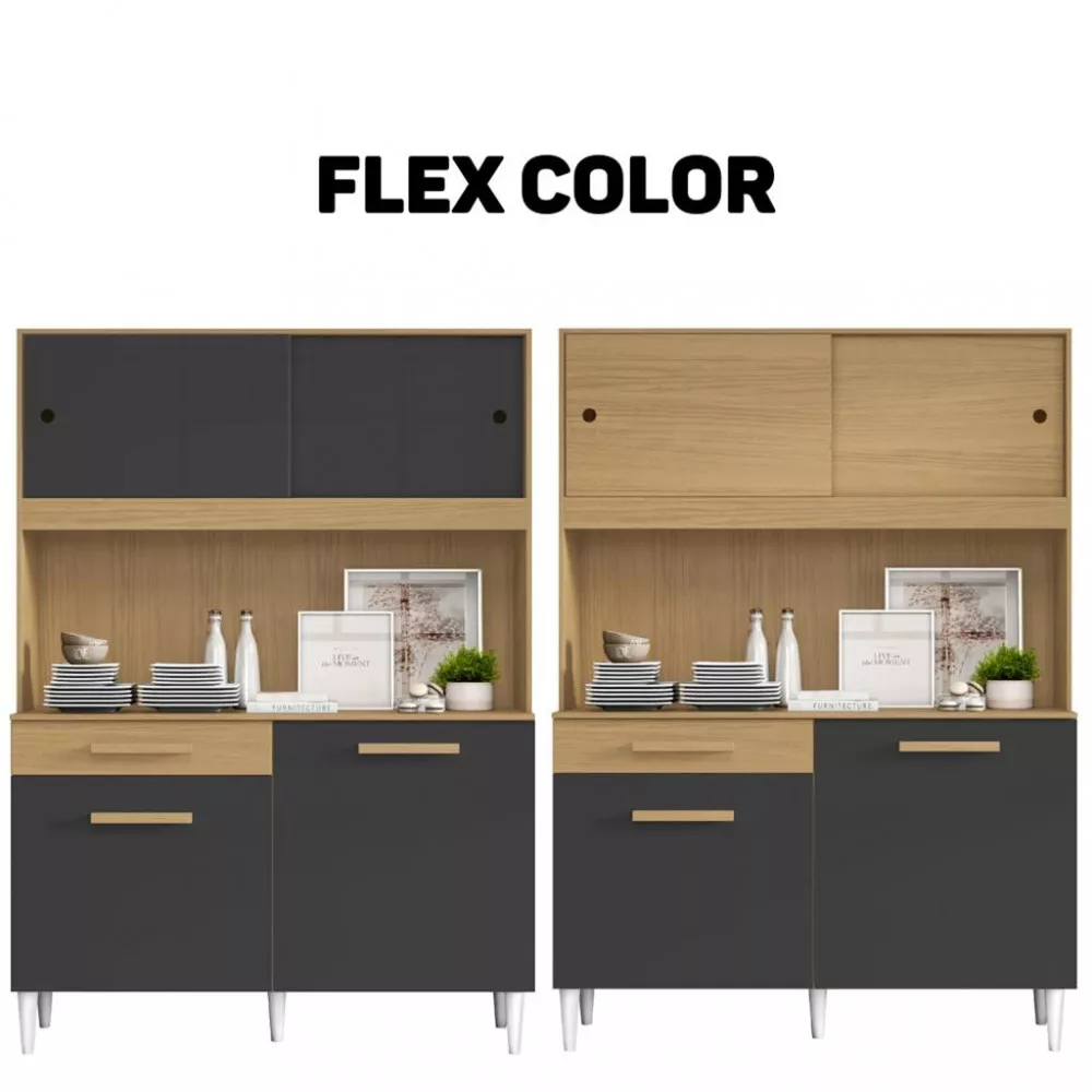 Cozinha Compacta 4 Portas 1 Gaveta Flex Color 4308 Aramóveis