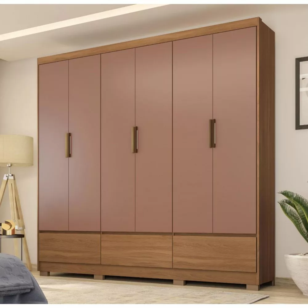 Guarda Roupa Casal com Pés 6 Portas 3 Gavetas Himalaia Demobile