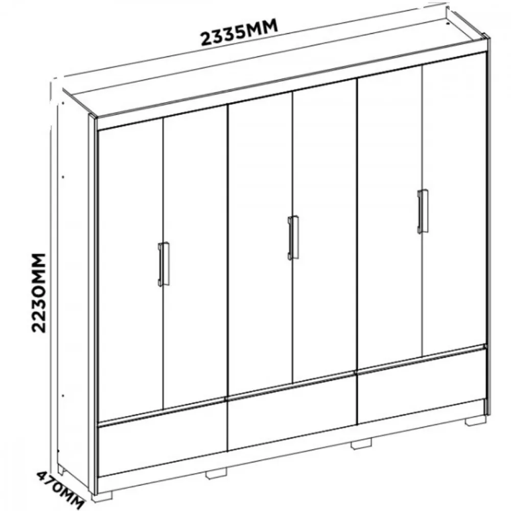 Guarda Roupa Casal com Pés 6 Portas 3 Gavetas Himalaia Demobile