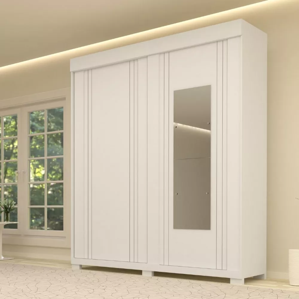 Image 1 of 4 of Guarda Roupas Solteiro 2 Portas de Correr 3 Gavetas com Espelho Heloisa Prime ACP