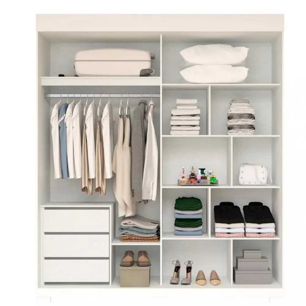 Image 2 of 4 of Guarda Roupas Solteiro 2 Portas de Correr 3 Gavetas com Espelho Heloisa Prime ACP