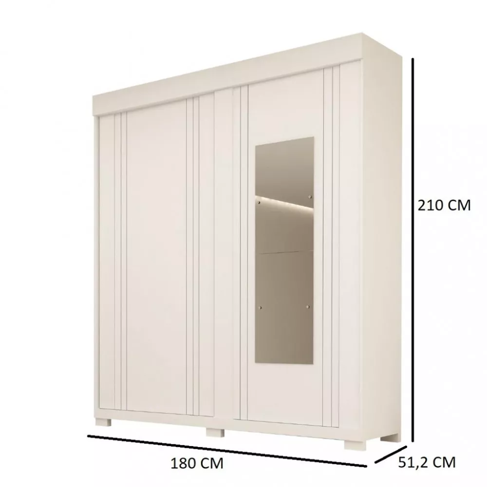 Image 3 of 4 of Guarda Roupas Solteiro 2 Portas de Correr 3 Gavetas com Espelho Heloisa Prime ACP